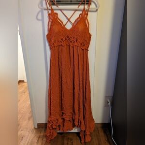 Elegant Orange Lace Dress